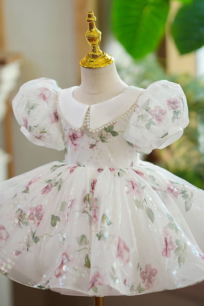 Princesse Longueur à Jambe Organza robes de demoiselle d'honneur - fillette in Blanc