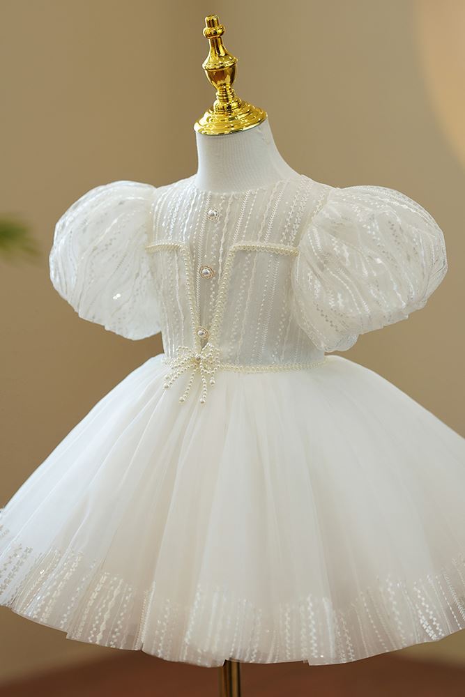 Принцесса Round Длина по Щиколотку Chiffon Детские Платья Белый