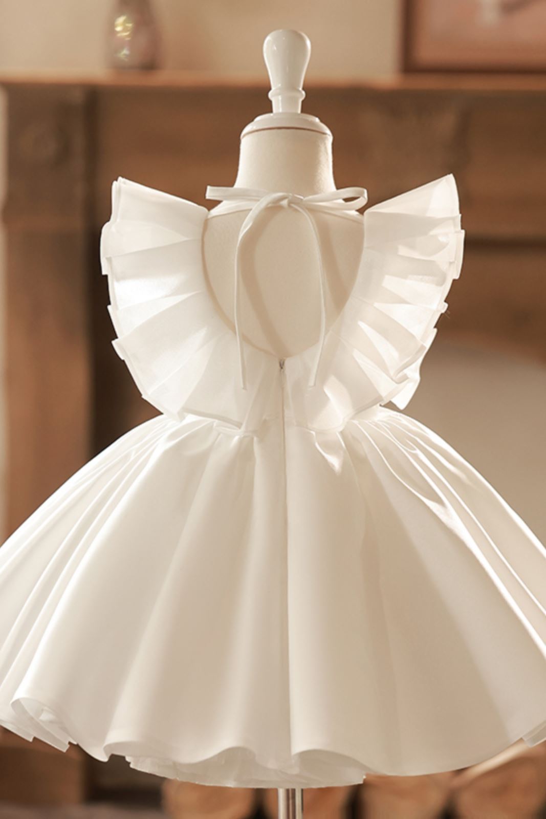 Princesa Hasta la Tibia Satin vestidos para chica de flor in Blanco