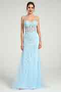 Mermaid Rhinestone Beaded Lace Maxi Formal Dress with Sweetheart Neck