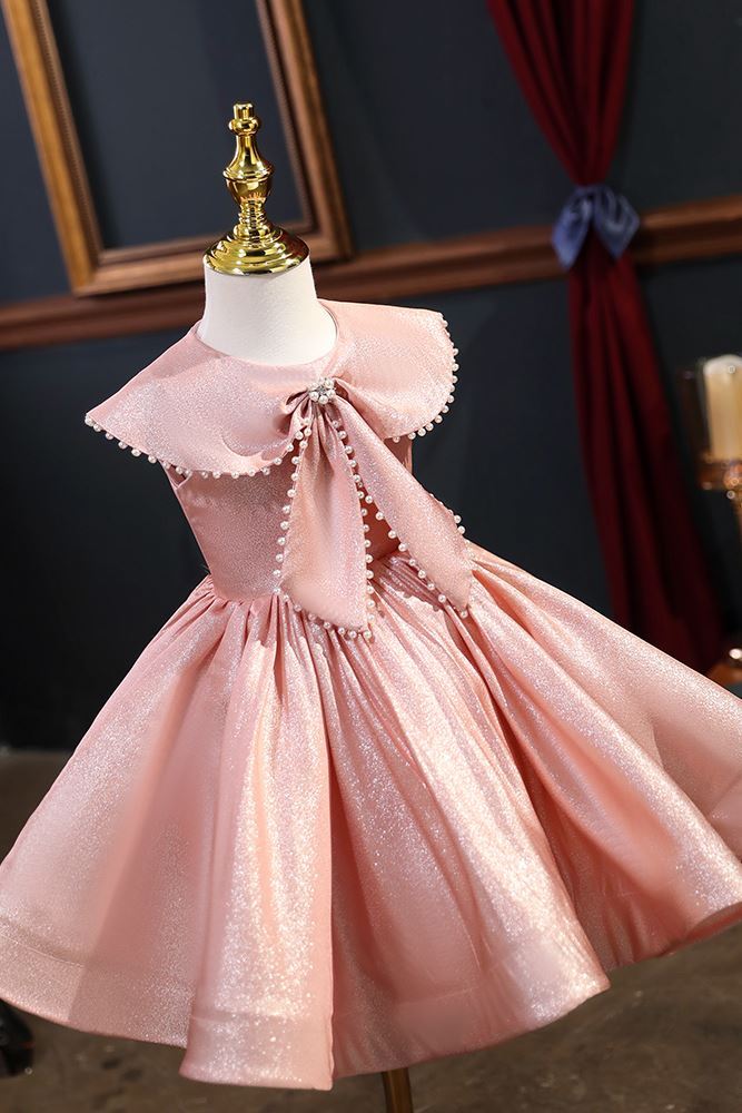 Princesse Longueur à Jambe Satiné robes de demoiselle d'honneur - fillette in Rose