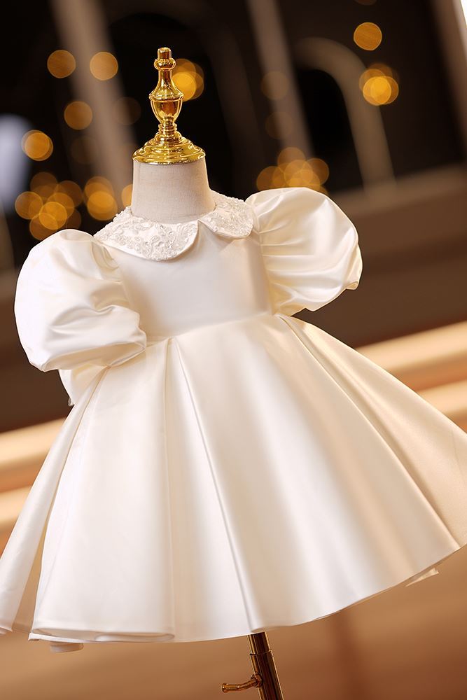 Princesse Longueur à Jambe Satiné robes de demoiselle d'honneur - fillette in Champagne