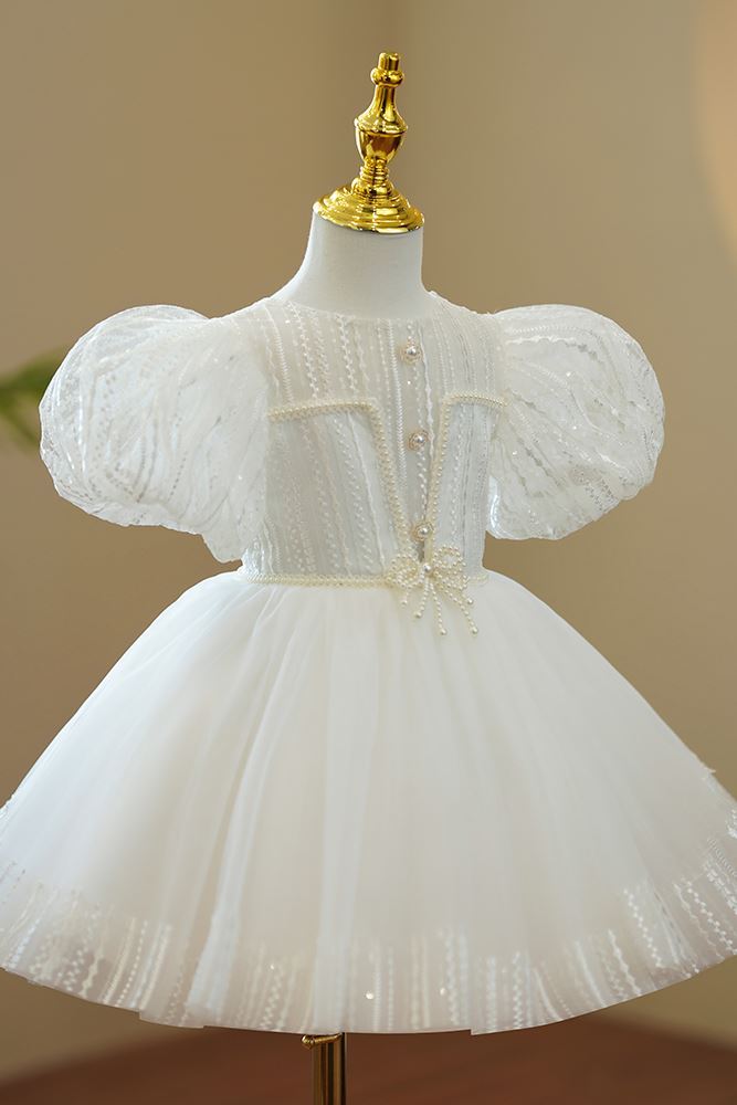 Принцесса Round Длина по Щиколотку Chiffon Детские Платья Белый