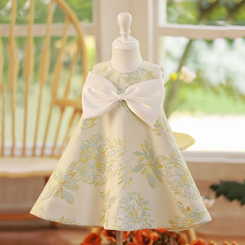 A-Linie Runden Wadenlang Satin Blumenmädchenkleider in Salbeigrün