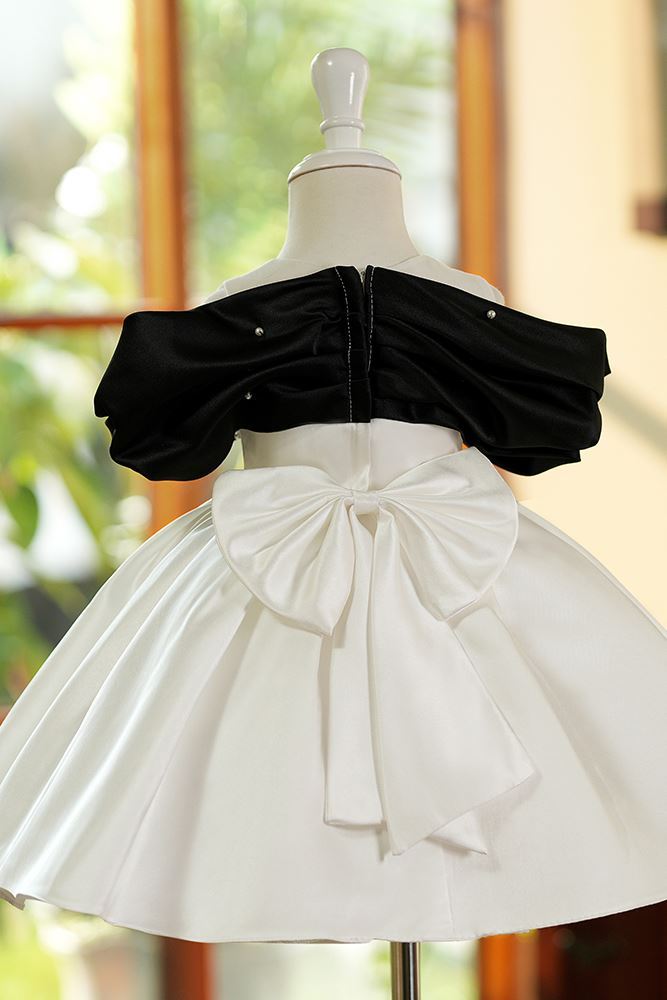 Princesa Hasta la Tibia Satin vestidos para chica de flor in Blanco