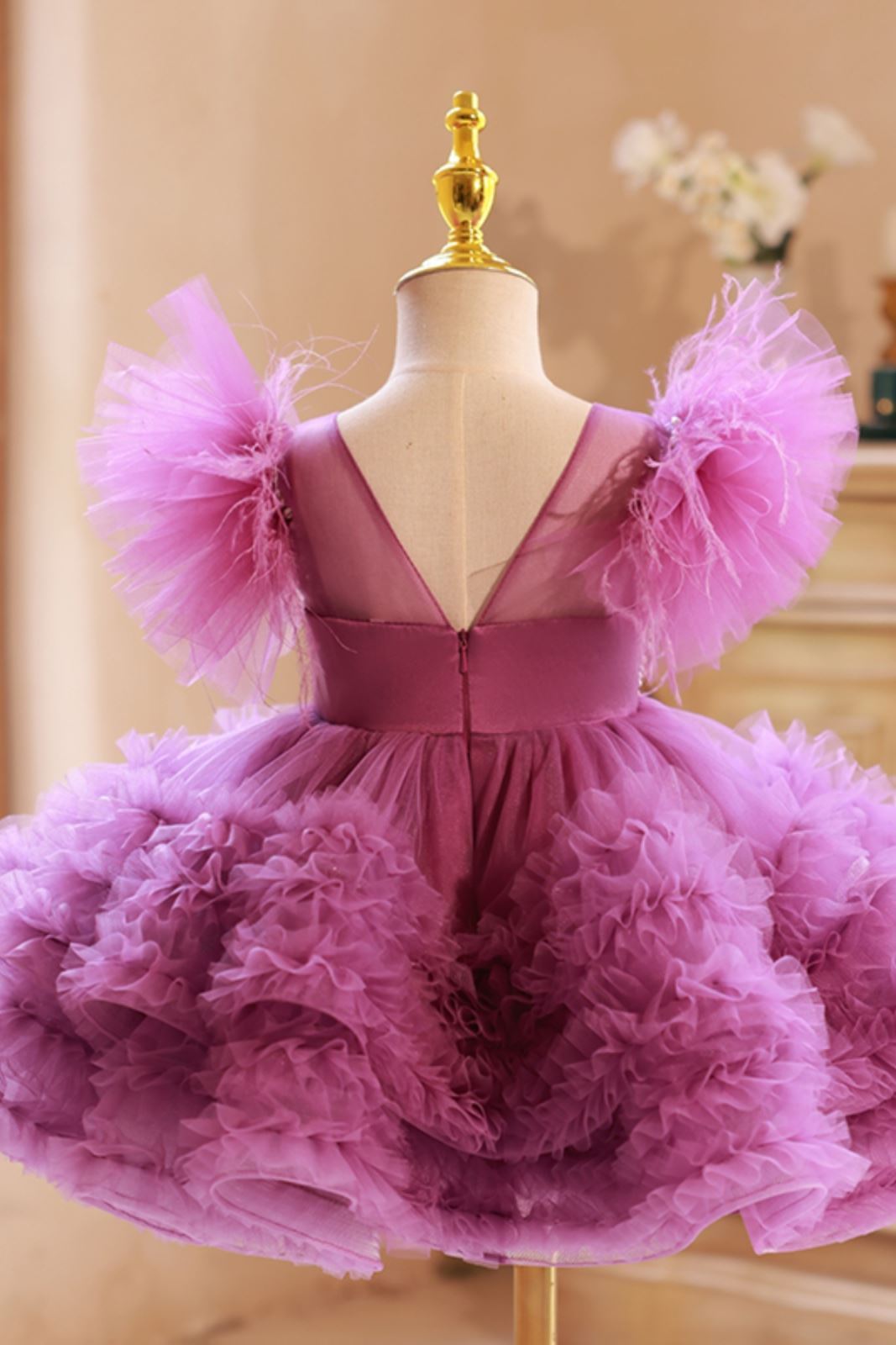 Princesse Longueur à Jambe Tulle robes de demoiselle d'honneur - fillette Violet