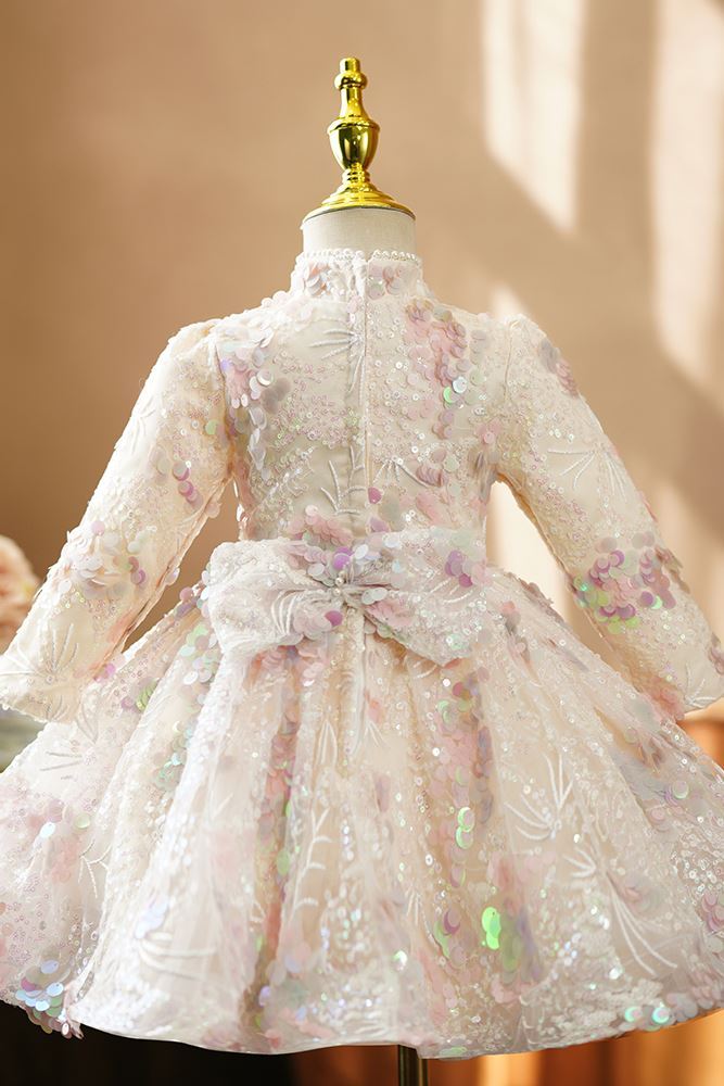 Prinzessin Wadenlang Pailletten Blumenmädchenkleider Farbenreich