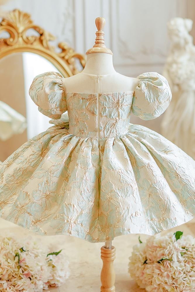 Prinzessin Runden Wadenlang Satin Blumenmädchenkleider in Minzgrün