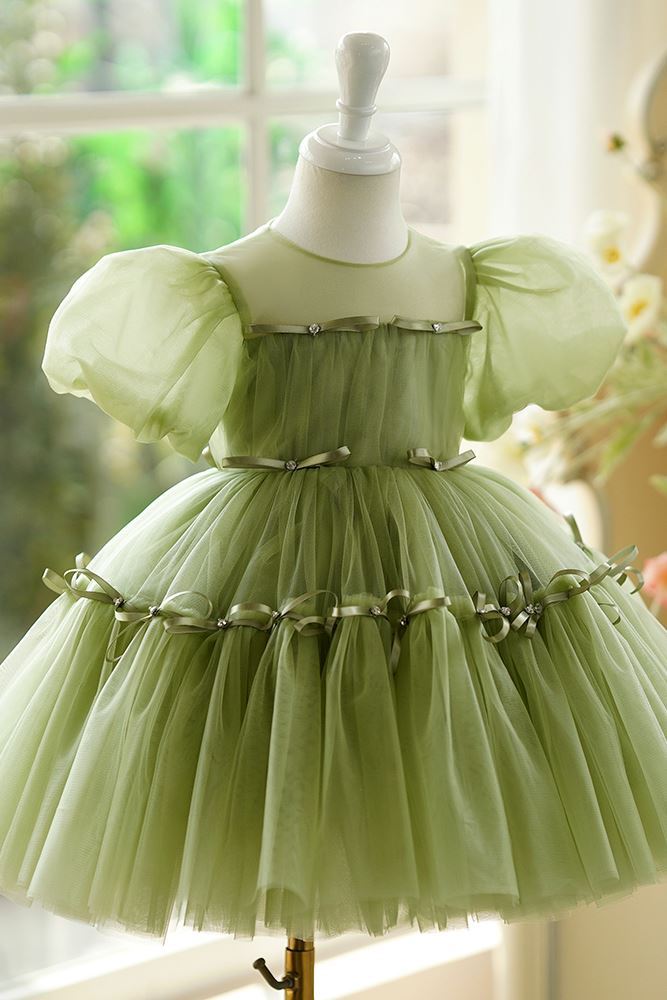 Принцесса Round Длина по Щиколотку Tulle Детские Платья in Зелёный
