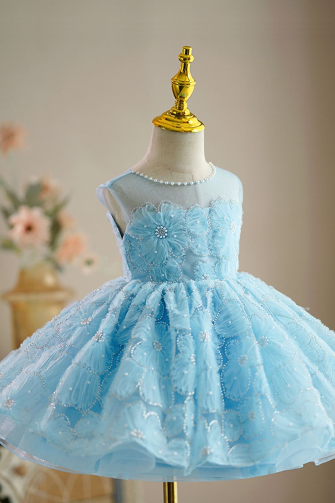 Принцесса Длина по Щиколотку Lace Детские Платья in Синий