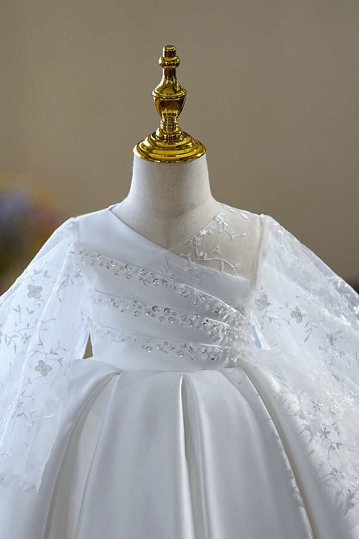 Princesse Satiné robes de demoiselle d'honneur - fillette in Blanc
