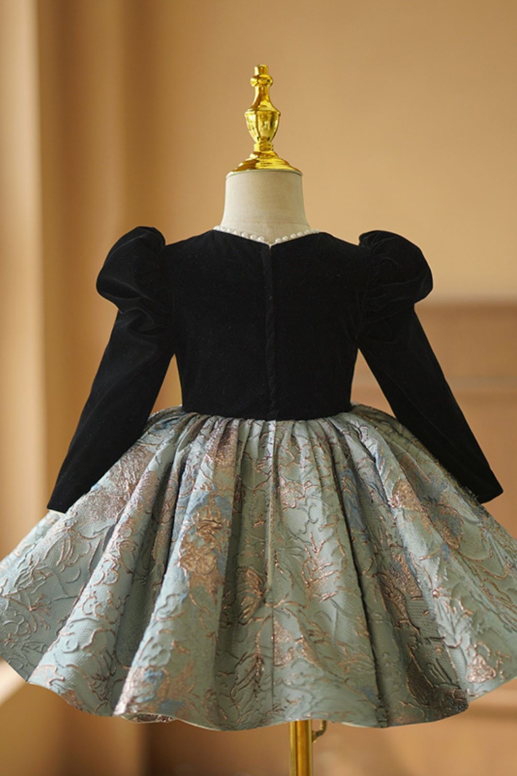 Princess Round Tea Length Satin Flower Girl Dress Black