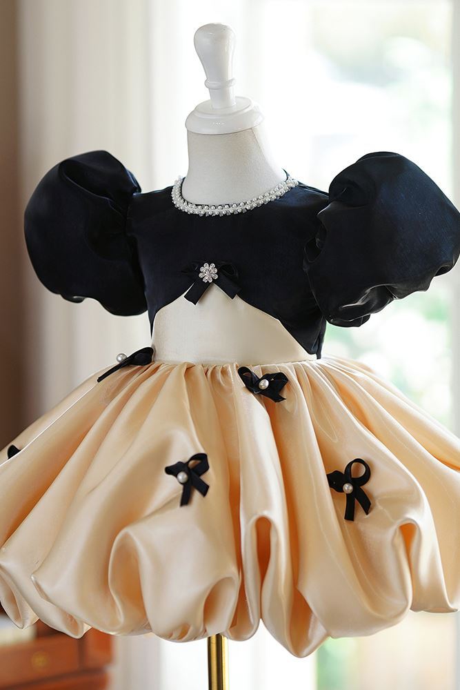 Принцесса Длина по Щиколотку Satin Детские Платья in Шампанского цвета