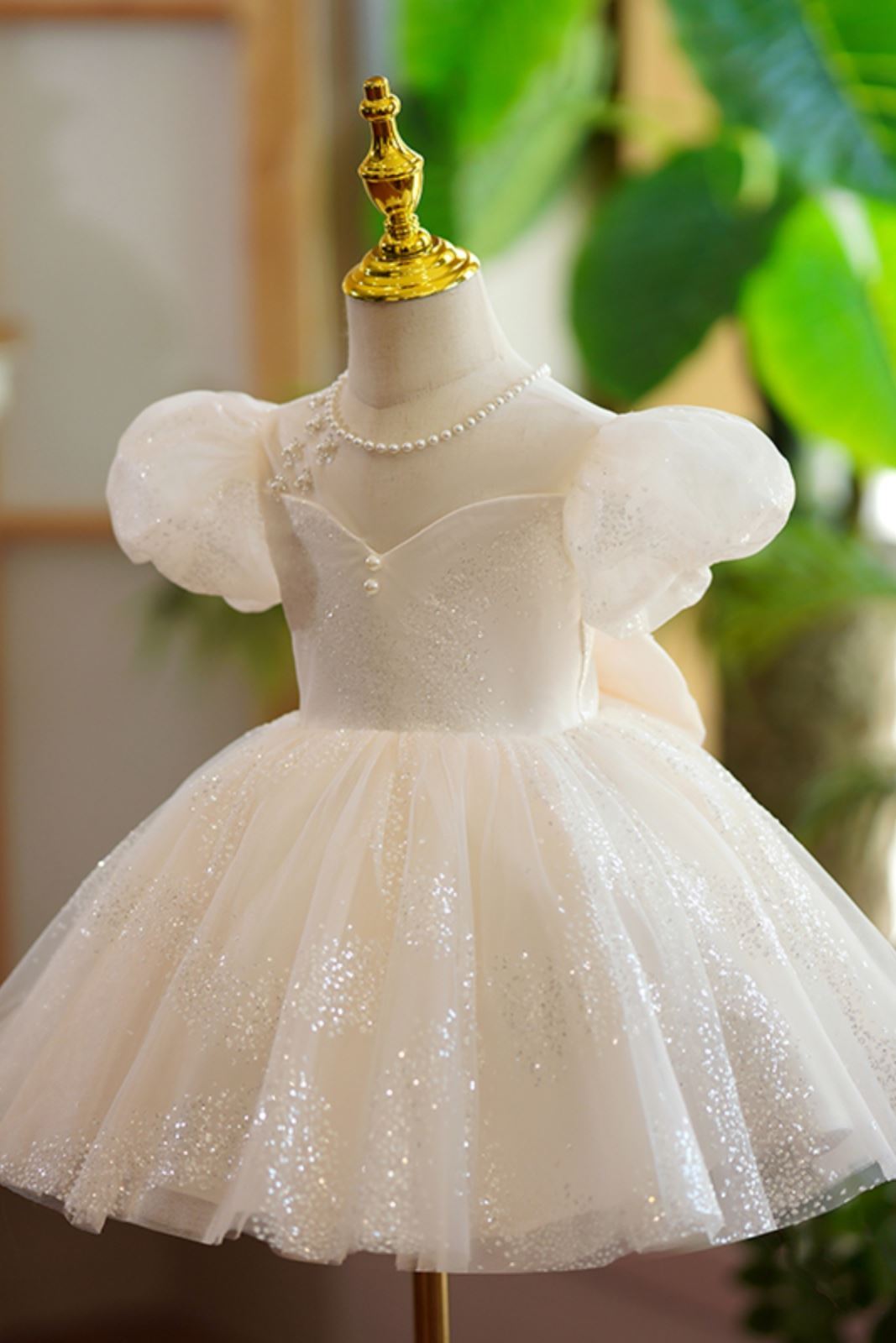 Принцесса Длина по Щиколотку Organza Детские Платья in Шампанского цвета