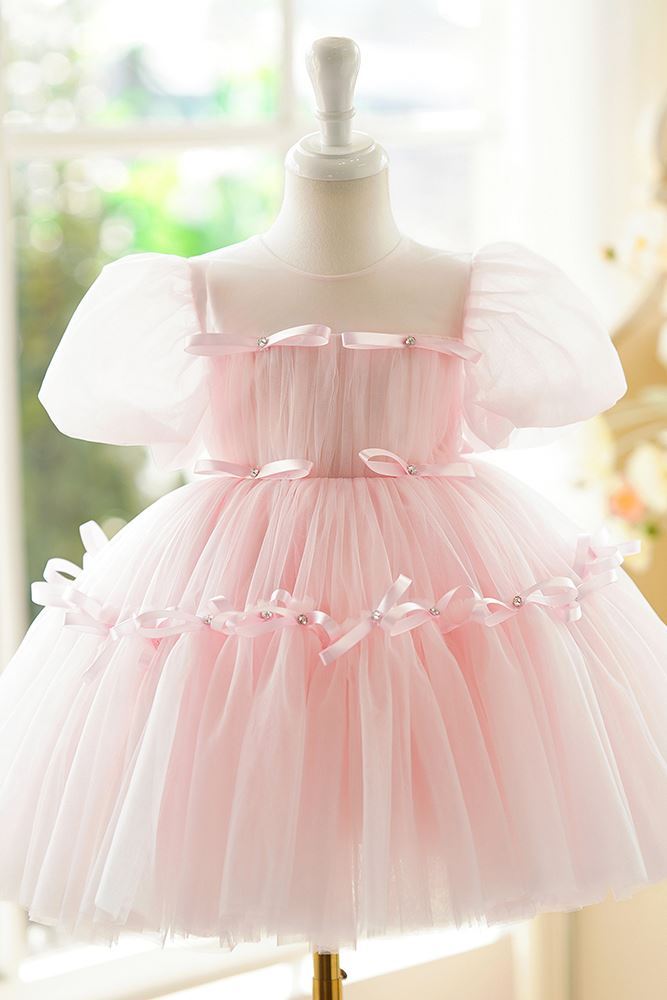 Princesse Longueur à Jambe Tulle robes de demoiselle d'honneur - fillette in Rose