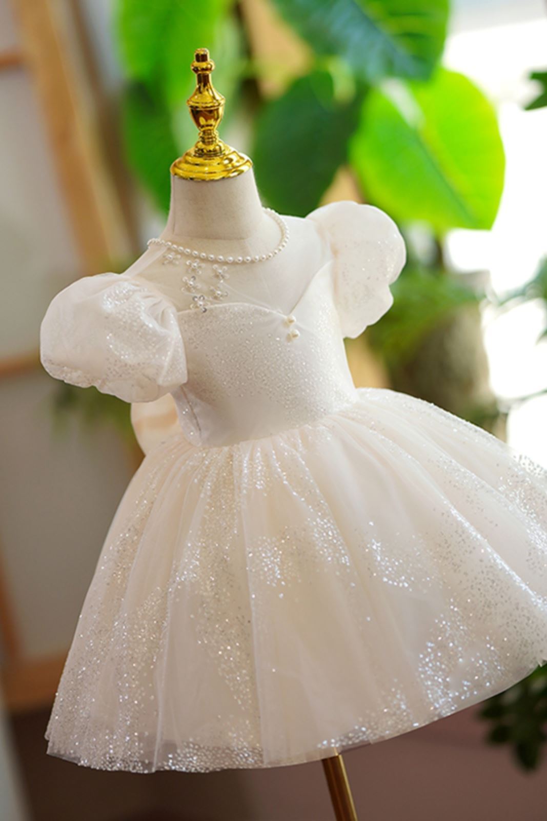 Принцесса Длина по Щиколотку Organza Детские Платья in Шампанского цвета