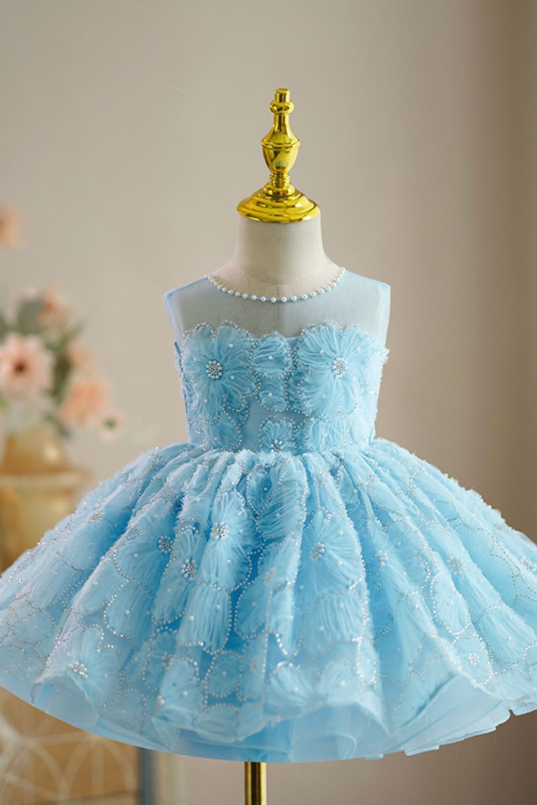 Принцесса Длина по Щиколотку Lace Детские Платья in Синий