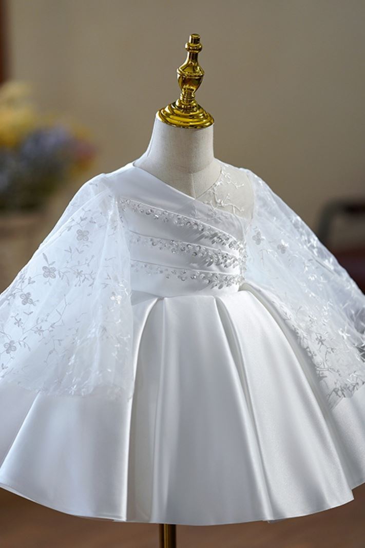 Princesse Satiné robes de demoiselle d'honneur - fillette in Blanc