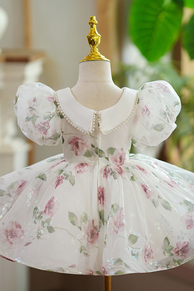 Princesse Longueur à Jambe Organza robes de demoiselle d'honneur - fillette in Blanc