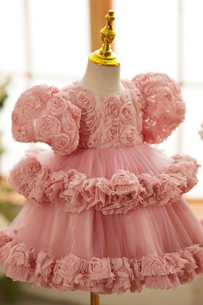 Princesse Longueur à Jambe Tulle robes de demoiselle d'honneur - fillette in Rose