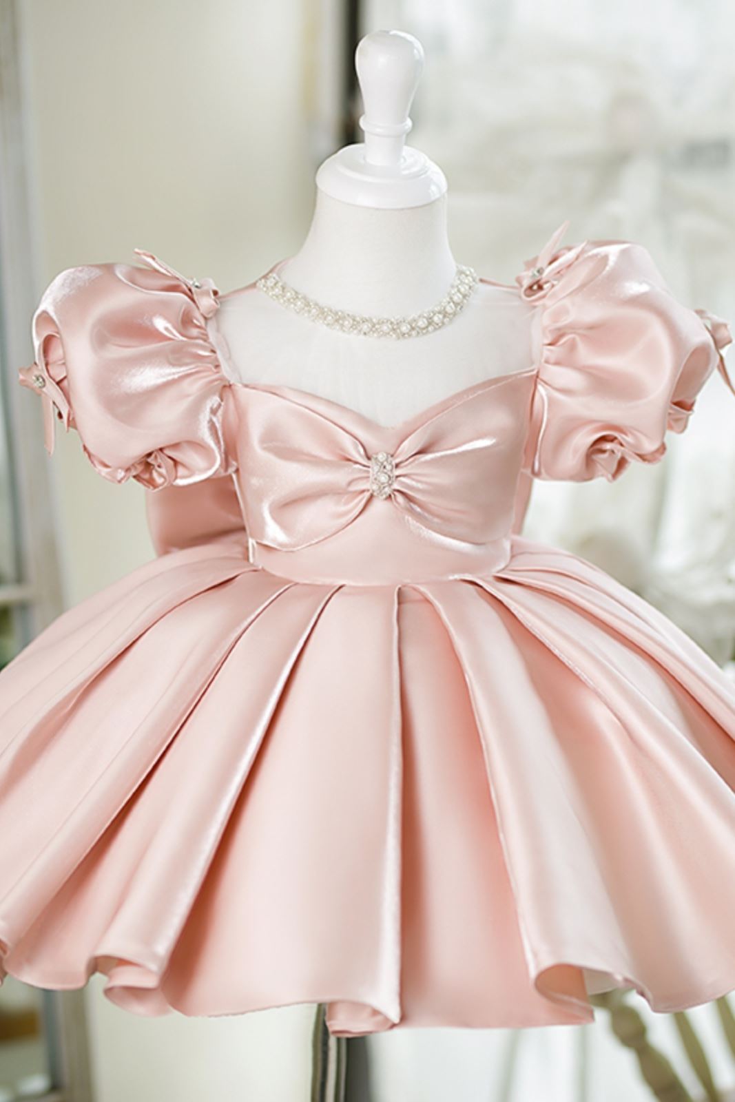 Princesse Longueur à Jambe Satiné robes de demoiselle d'honneur - fillette in Rose