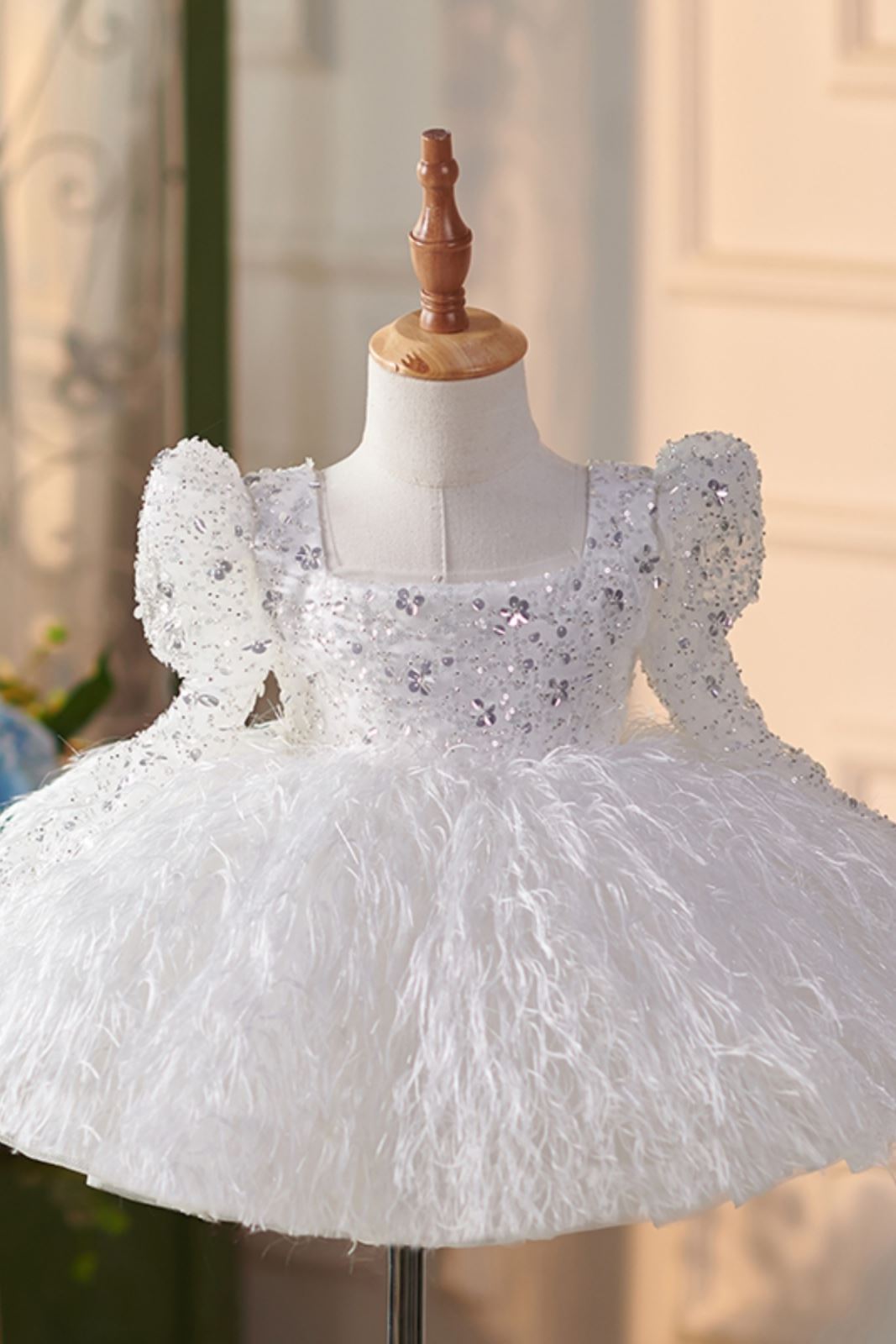 Princesse Longueur à Jambe Pailleté robes de demoiselle d'honneur - fillette in Blanc