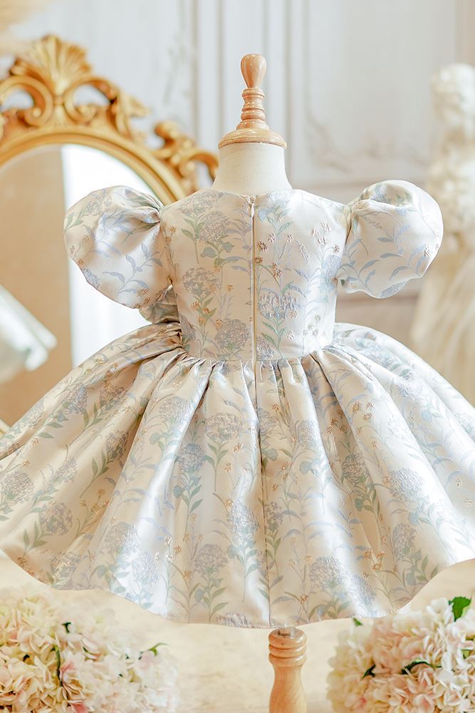 Prinzessin Runden Wadenlang Satin Blumenmädchenkleider in Blau