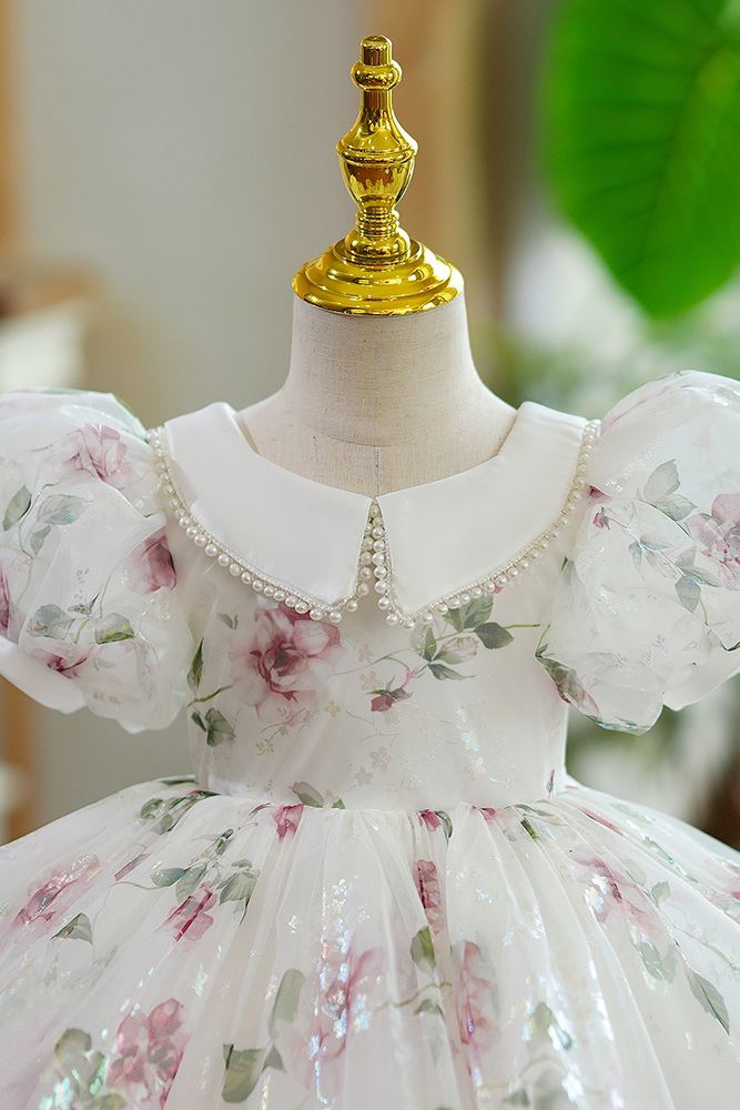 Princesse Longueur à Jambe Organza robes de demoiselle d'honneur - fillette in Blanc