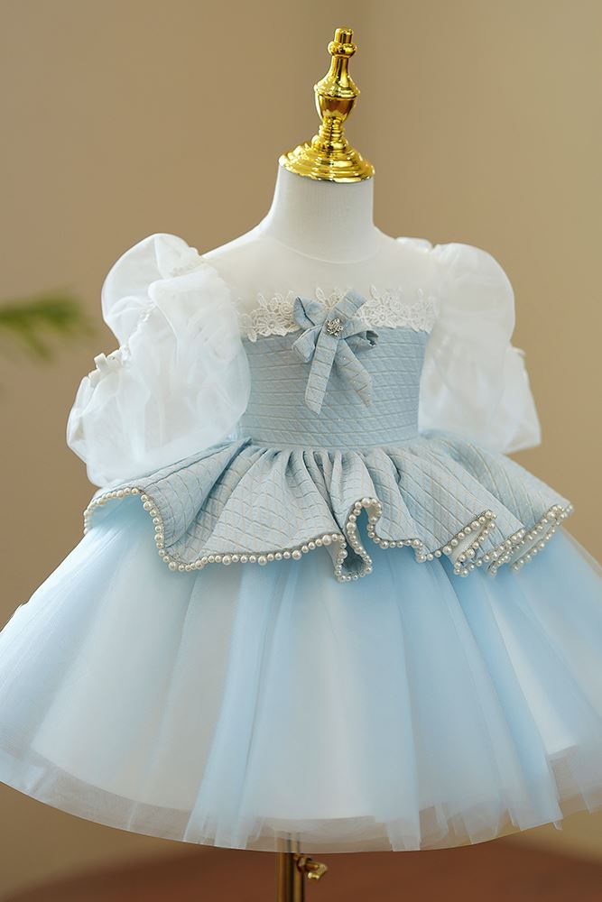 Принцесса Round Длина по Щиколотку Tulle Детские Платья Синий