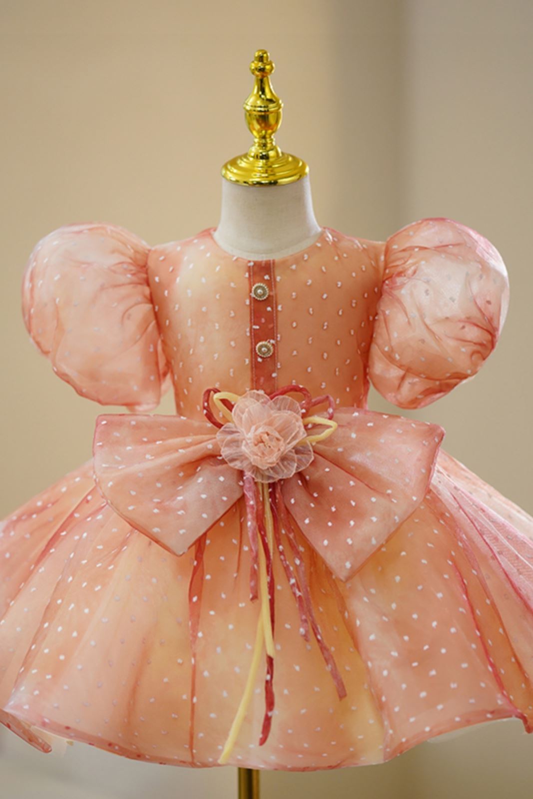 Rond Organza robes de demoiselle d'honneur - fillette in Rose Poudr