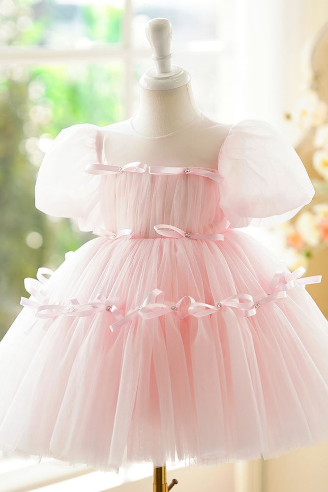 Princesse Longueur à Jambe Tulle robes de demoiselle d'honneur - fillette in Rose