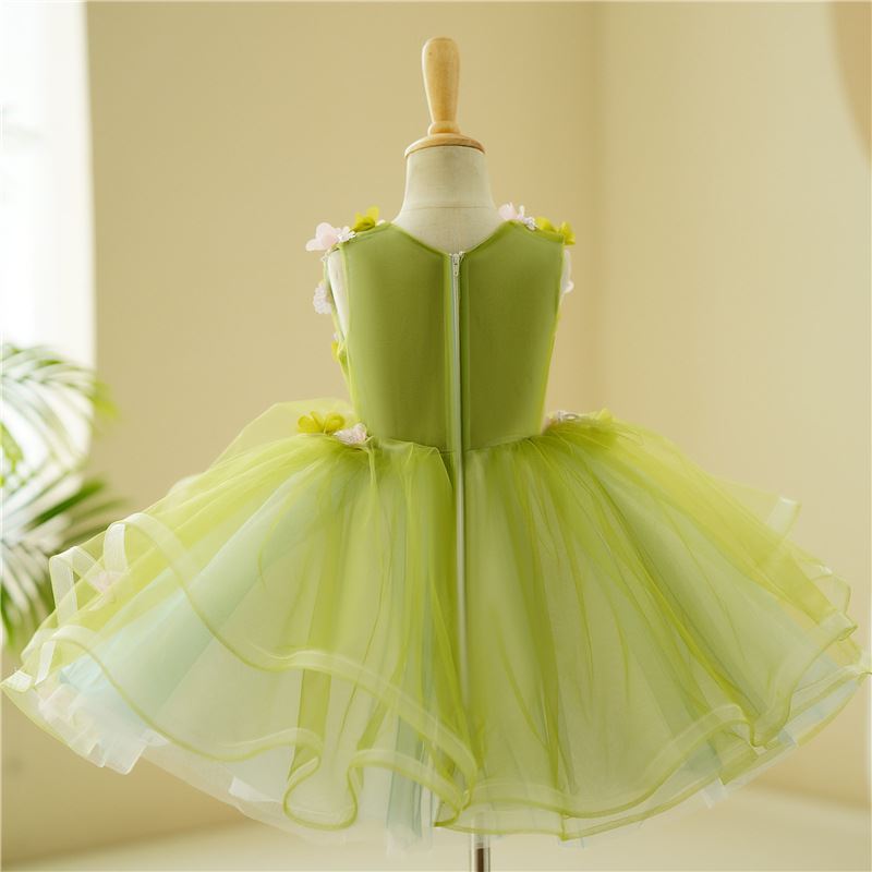 Princesse Longueur à Jambe Tulle robes de demoiselle d'honneur - fillette in Vert