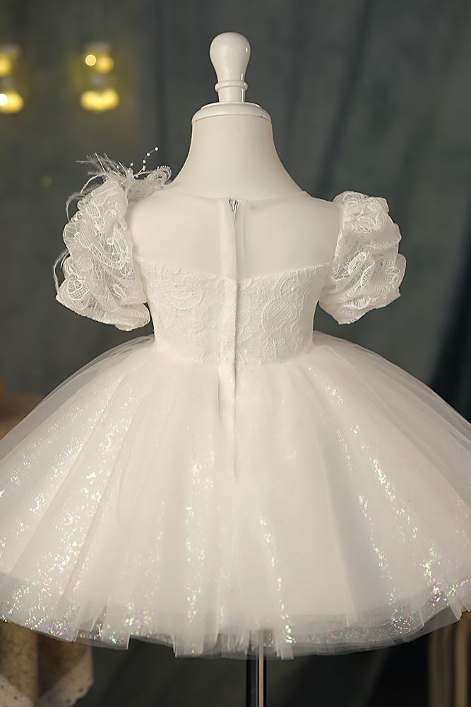 Princesse Rond Tulle robes de demoiselle d'honneur - fillette in Blanc