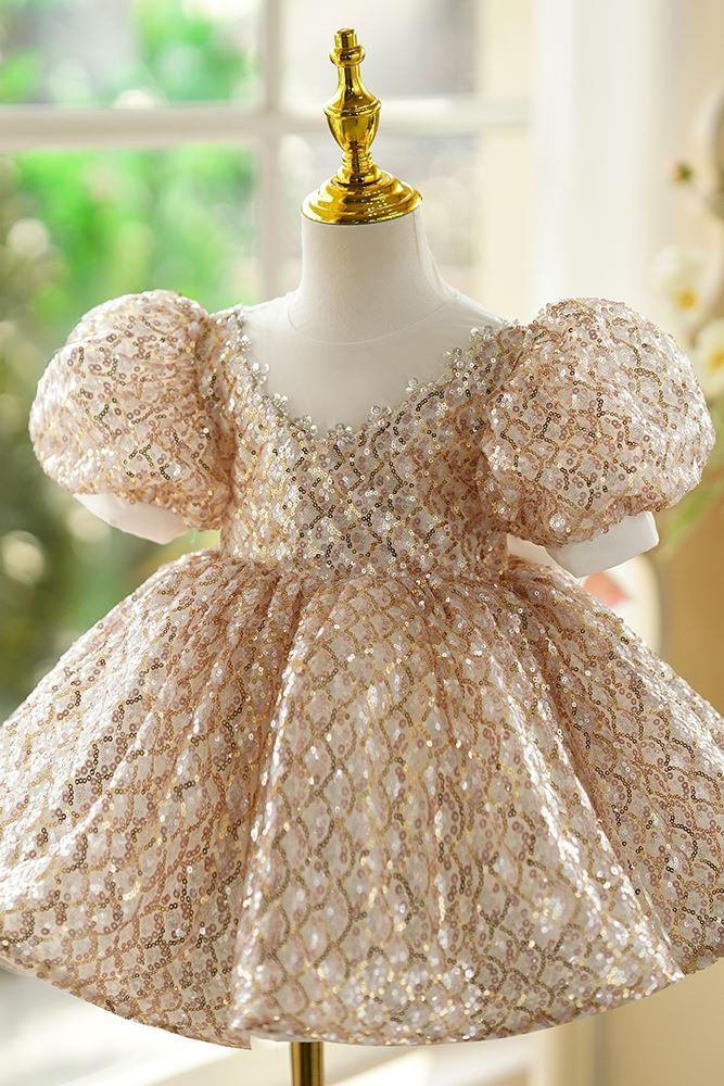 Princesse Longueur à Jambe Pailleté robes de demoiselle d'honneur - fillette in Doré