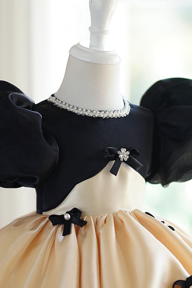 Принцесса Длина по Щиколотку Satin Детские Платья in Шампанского цвета