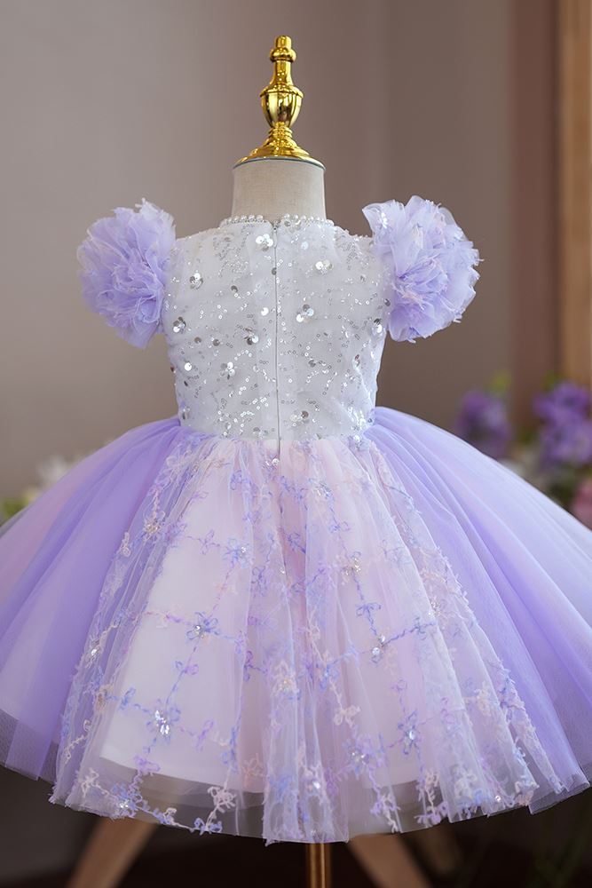 Принцесса Round Длина по Щиколотку Tulle Детские Платья in Сирень