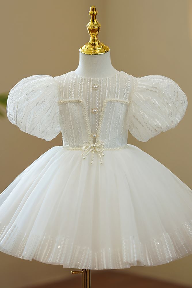 Принцесса Round Длина по Щиколотку Chiffon Детские Платья Белый