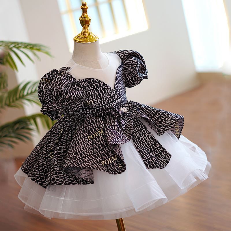 Princesse Longueur à Jambe Organza robes de demoiselle d'honneur - fillette in Noir