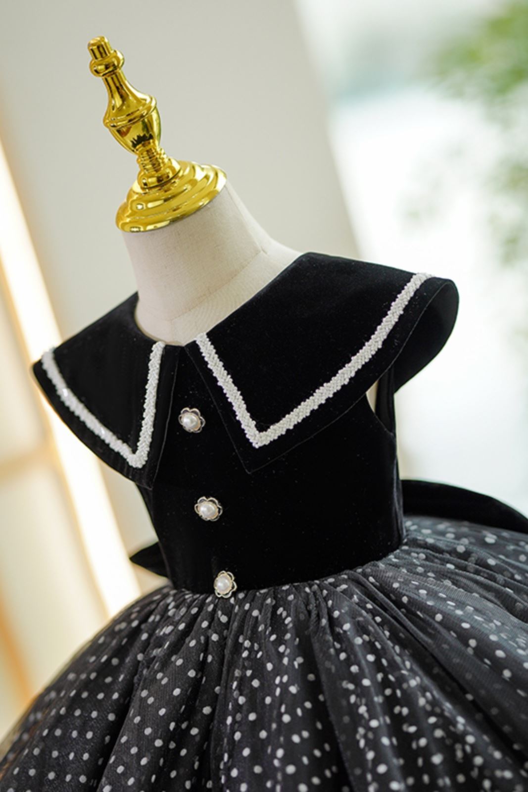 Princesse Longueur à Jambe Velours robes de demoiselle d'honneur - fillette in Noir