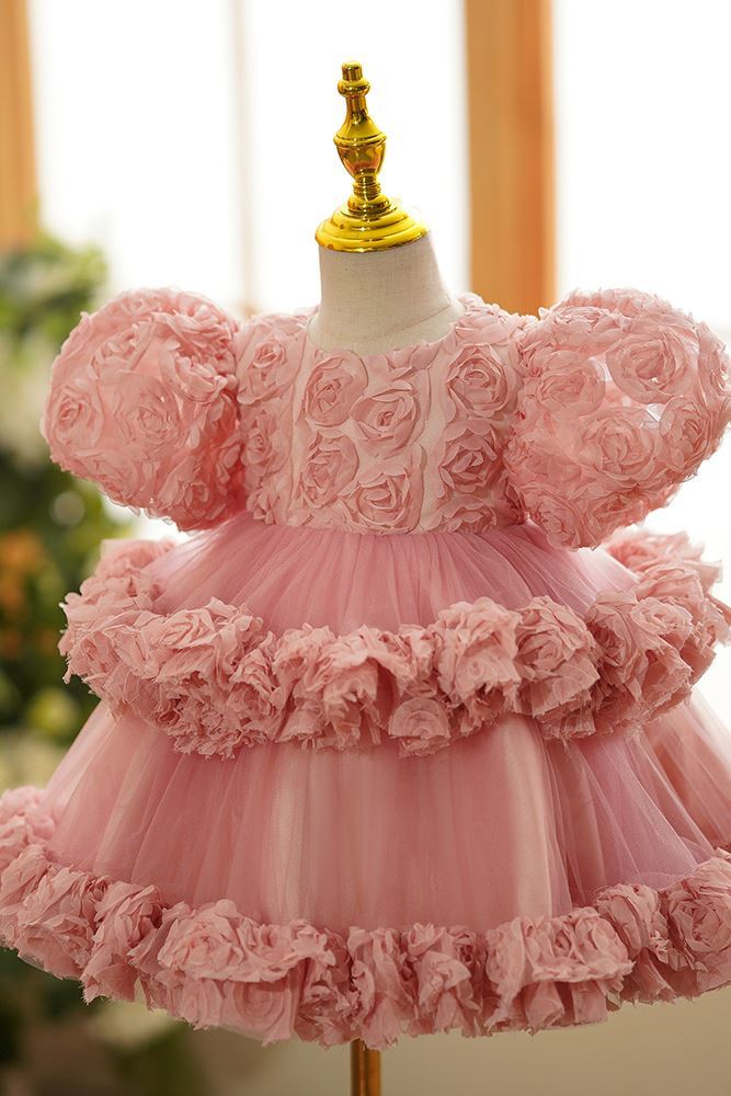 Princesse Longueur à Jambe Tulle robes de demoiselle d'honneur - fillette in Rose