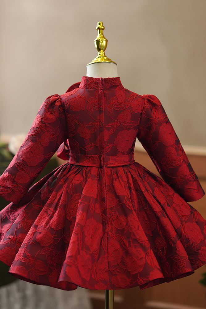 Princesse Longueur à Jambe Satiné robes de demoiselle d'honneur - fillette Bordeaux