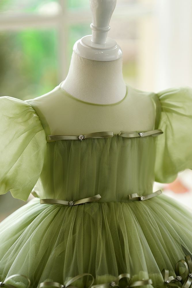 Принцесса Round Длина по Щиколотку Tulle Детские Платья in Зелёный