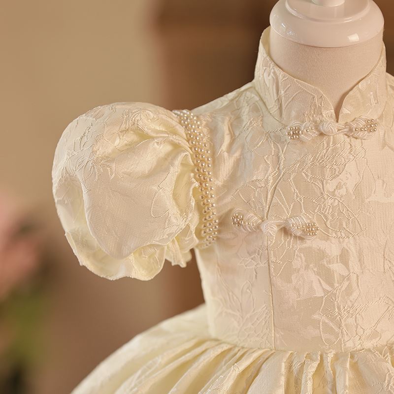 Princesse Longueur à Jambe Satiné robes de demoiselle d'honneur - fillette in Blanc