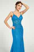 Perlenverziertes Blumen Schnürung Pailletten Meerjungfrau Kleid