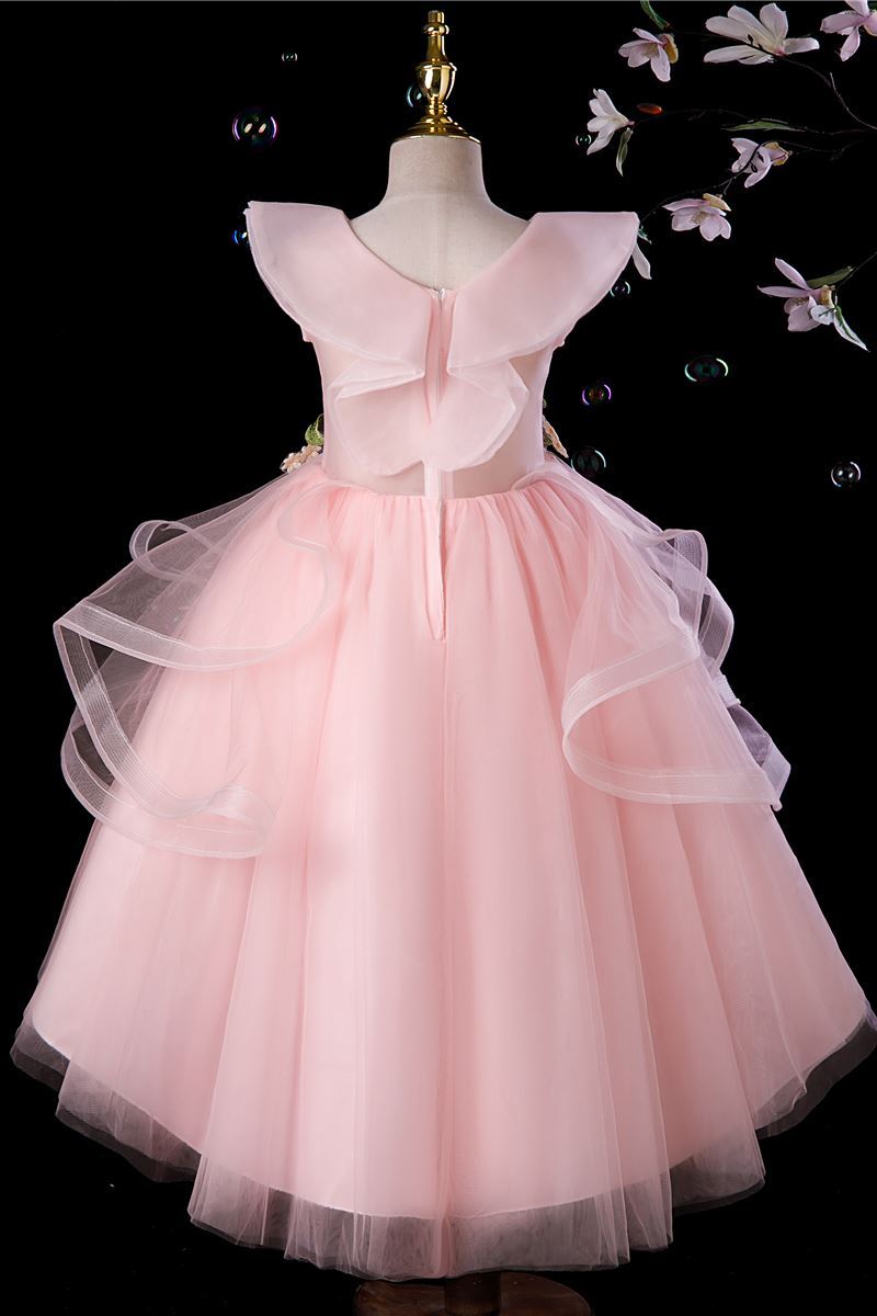 Princesse Longueur à Jambe Tulle robes de demoiselle d'honneur - fillette in Rose