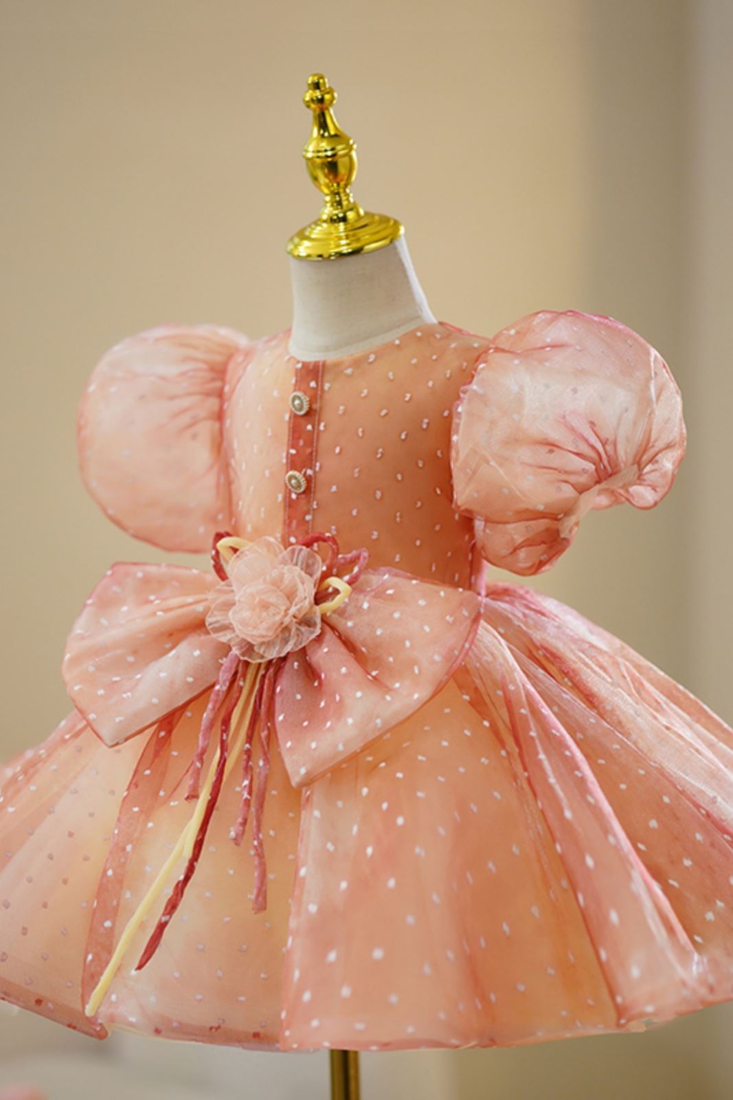 Rond Organza robes de demoiselle d'honneur - fillette in Rose Poudr