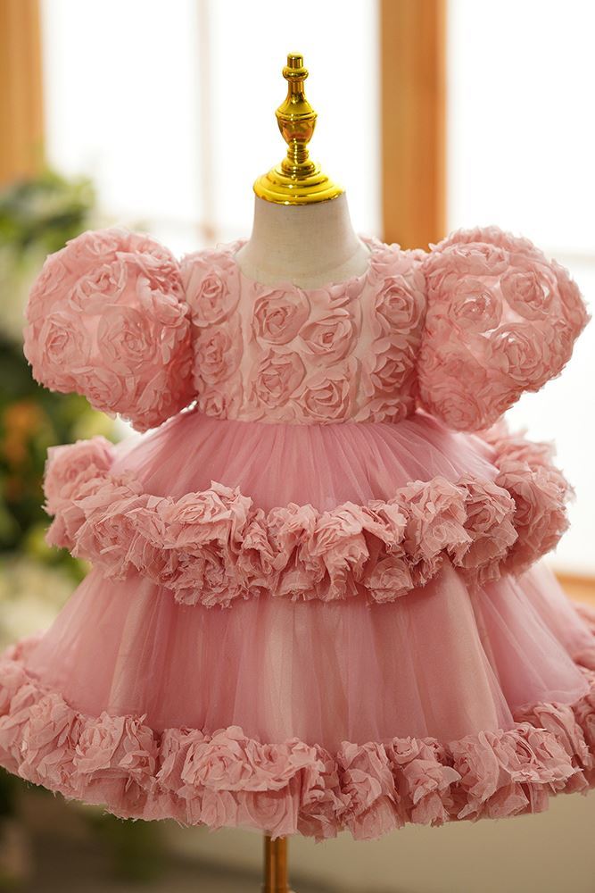 Princesse Longueur à Jambe Tulle robes de demoiselle d'honneur - fillette in Rose