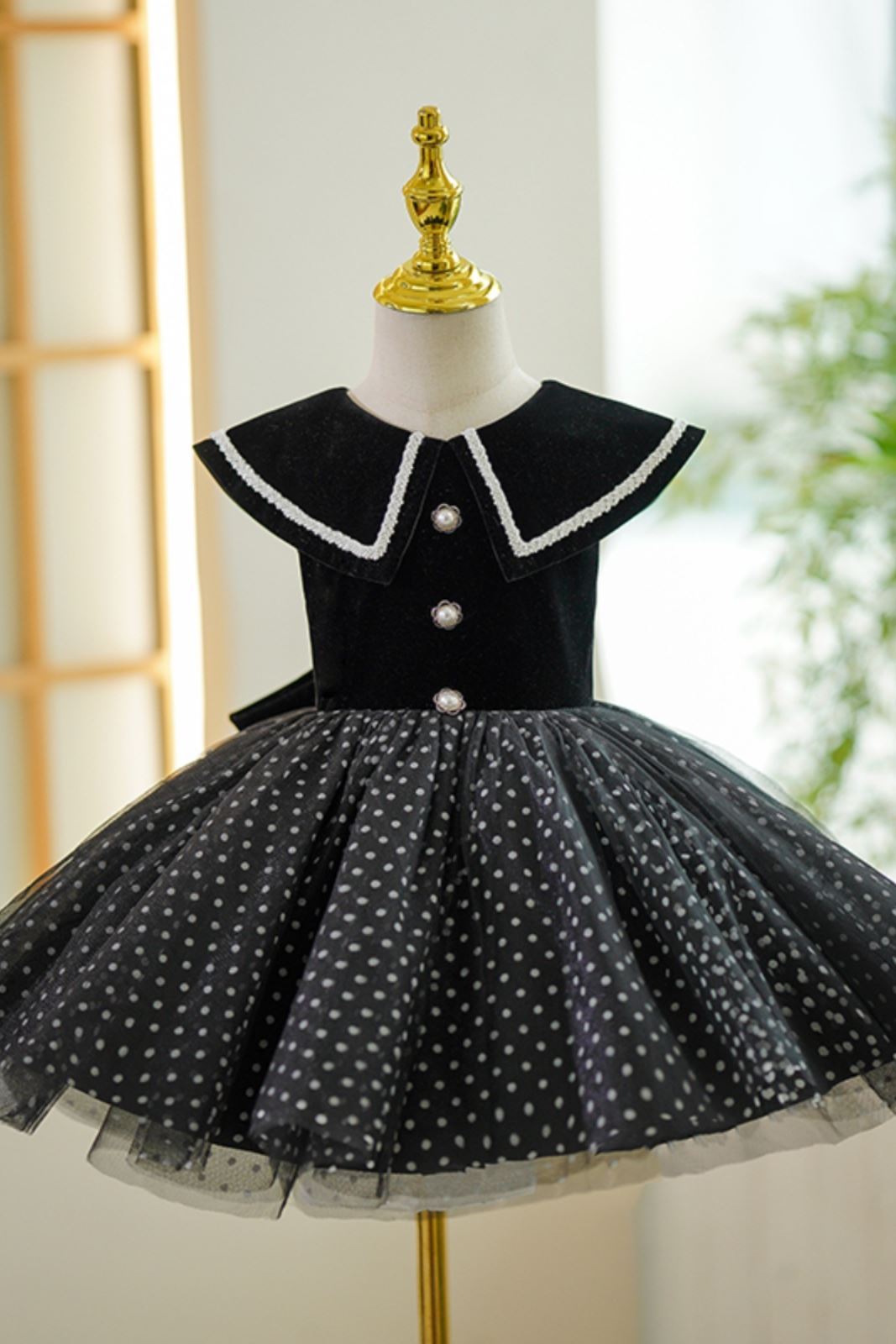 Princesse Longueur à Jambe Velours robes de demoiselle d'honneur - fillette in Noir