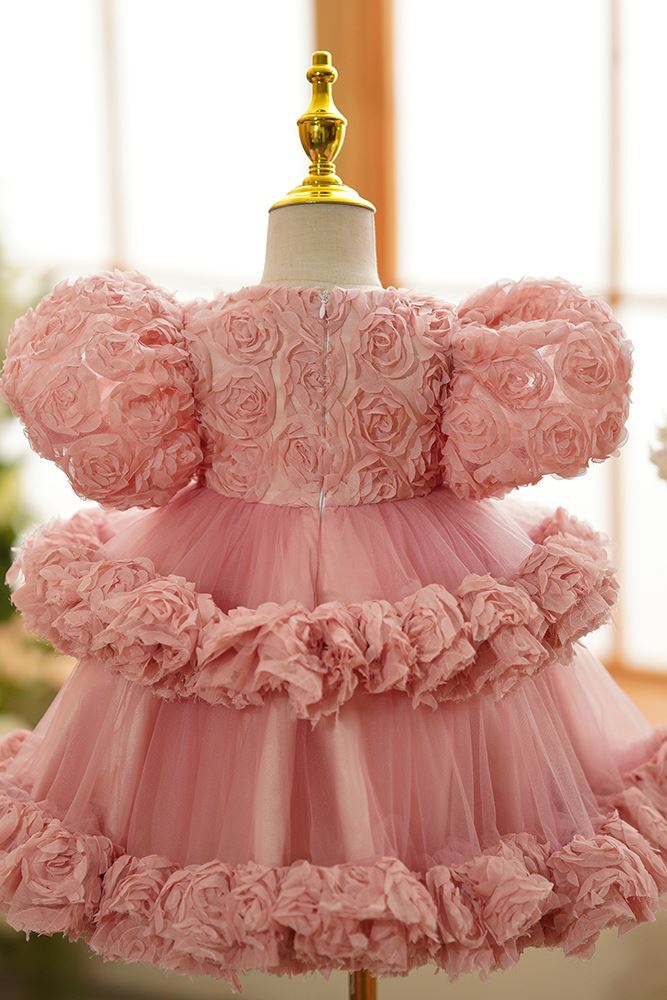 Princesse Longueur à Jambe Tulle robes de demoiselle d'honneur - fillette in Rose