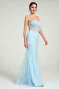 Mermaid Rhinestone Beaded Lace Maxi Formal Dress with Sweetheart Neck